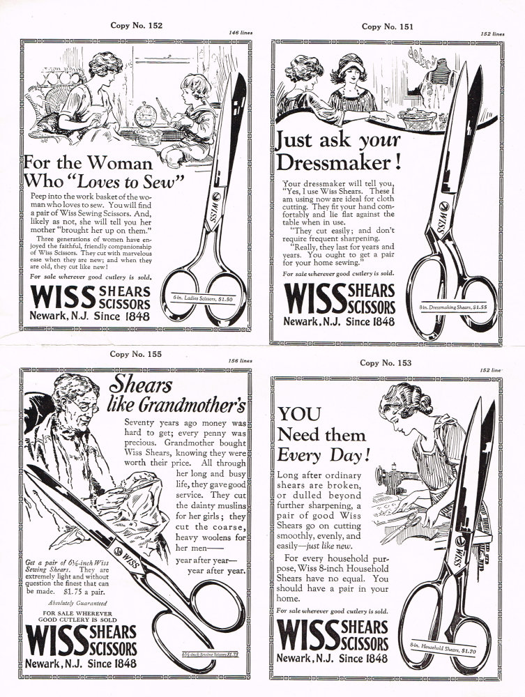Wiss Shears and Scissors, Advertised in Newspapers and Magazines: Page 11
