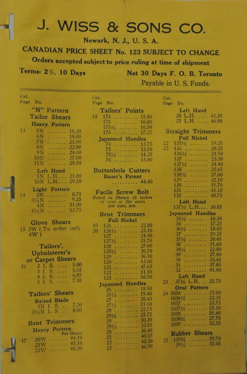 Price-Sheet-No-C123-1