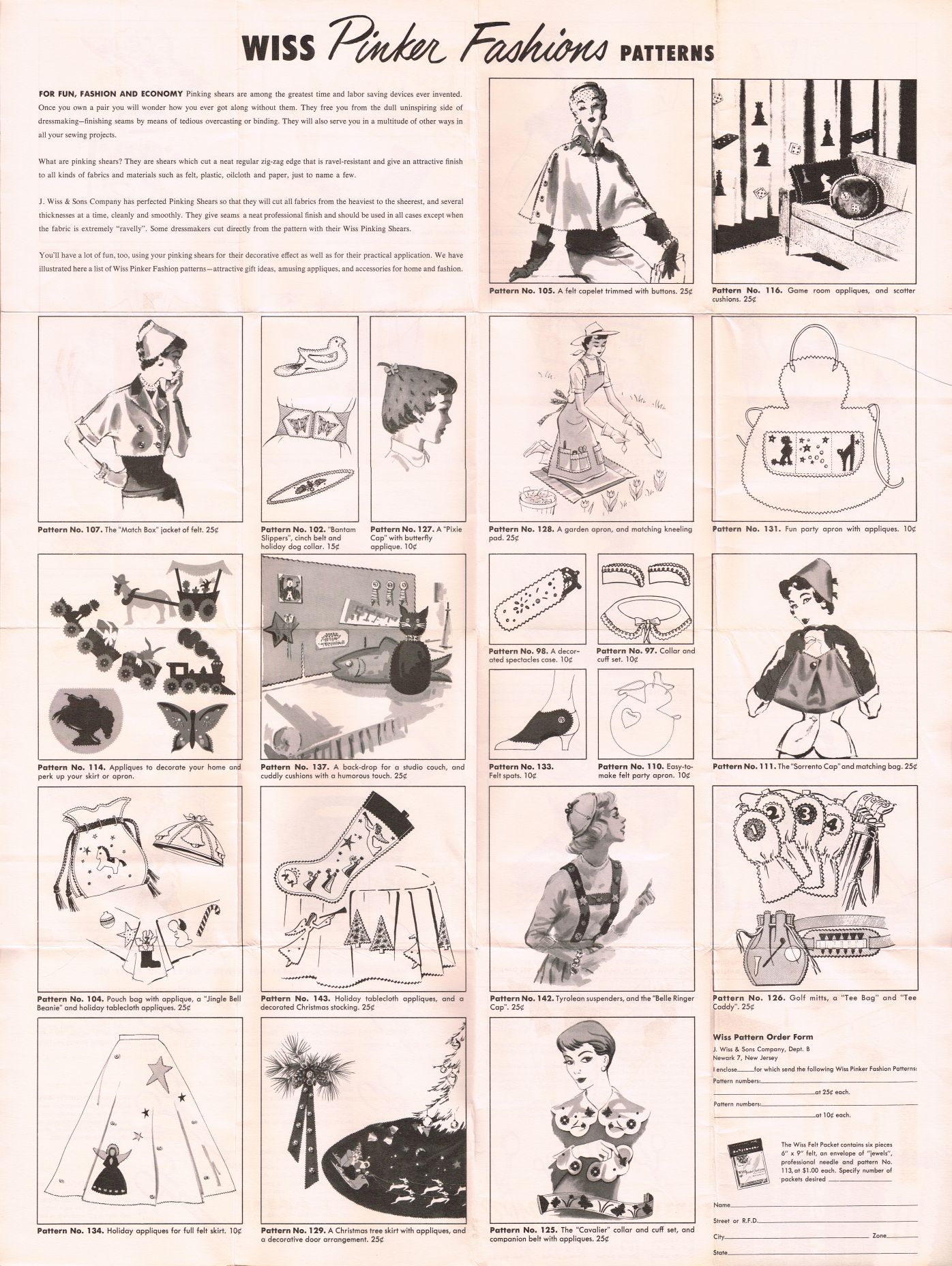 pattern list late 1950s 1