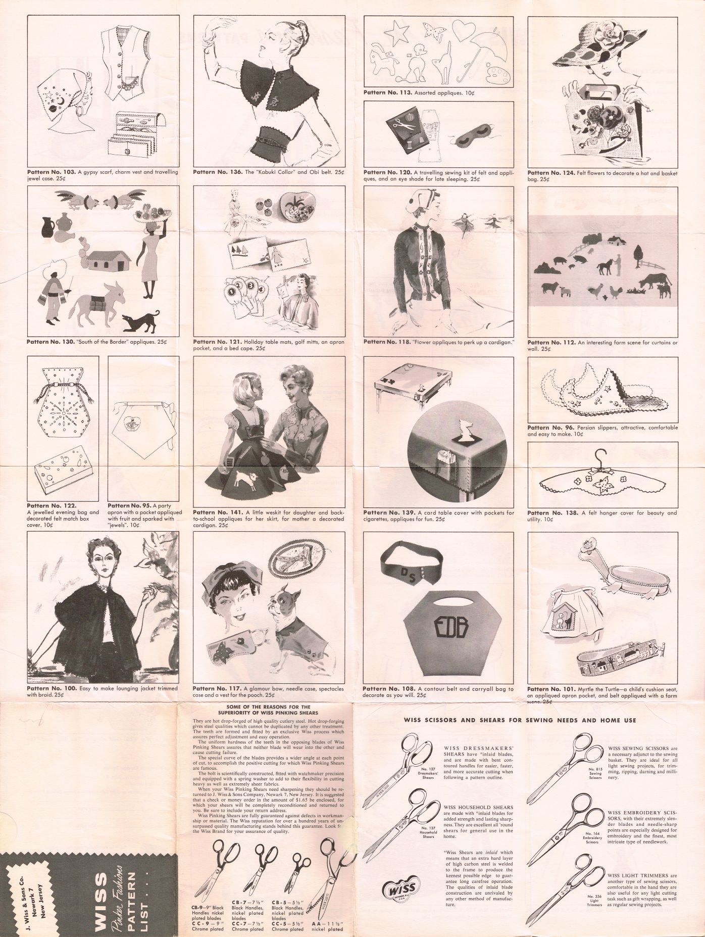 pattern list late 1950s 2