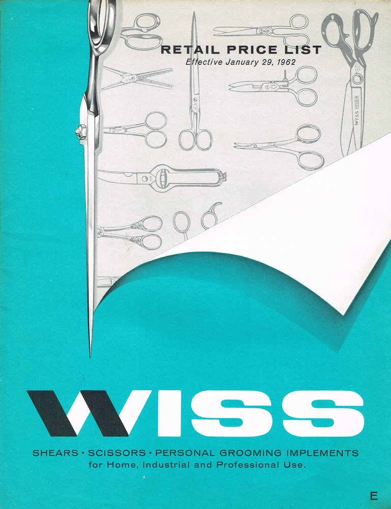 1962 Retail Price List Catalog: Cover