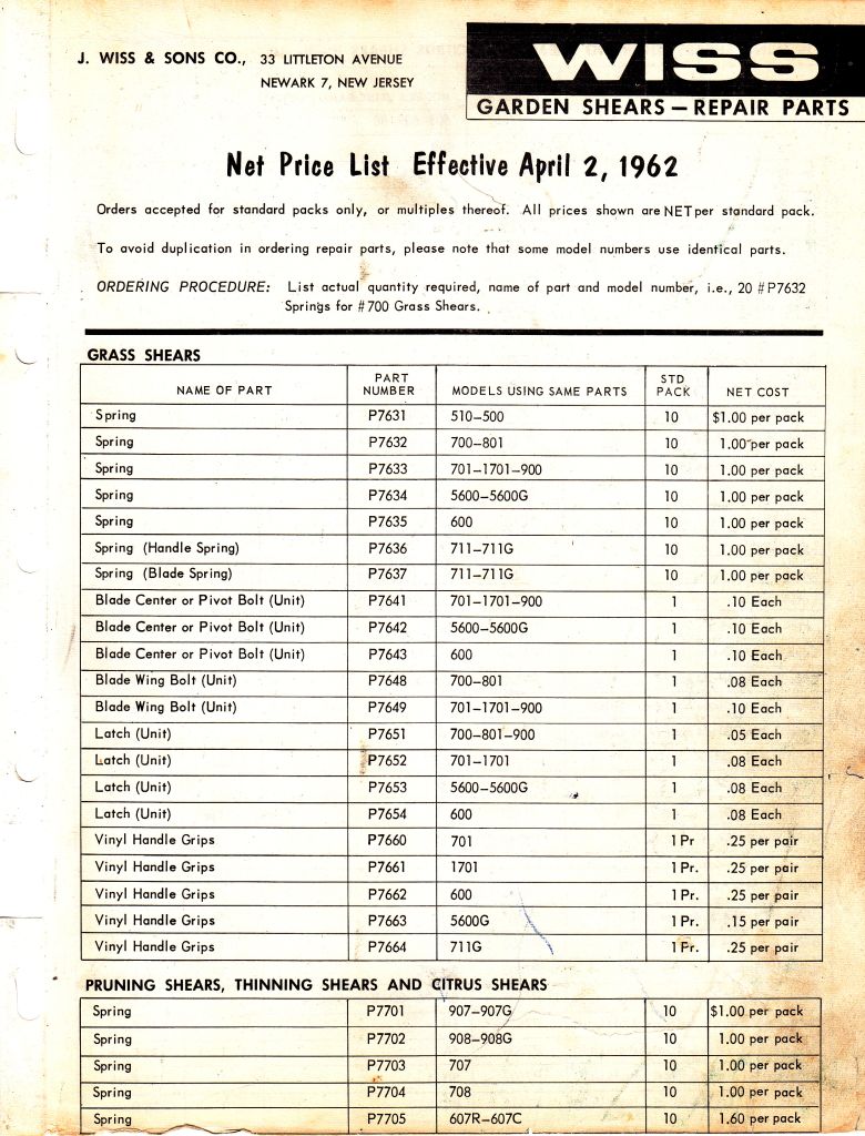 GardenShearsRepairParts1962-1