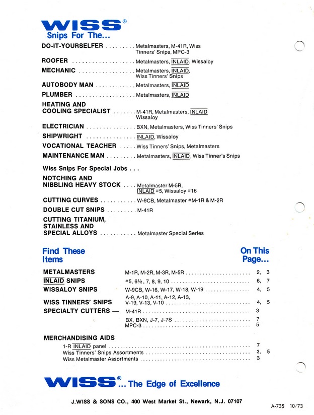 Snips Catalog 1973: Page 8