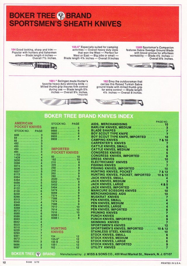 Boker Tree Brand 1972 Catalog: Page 12