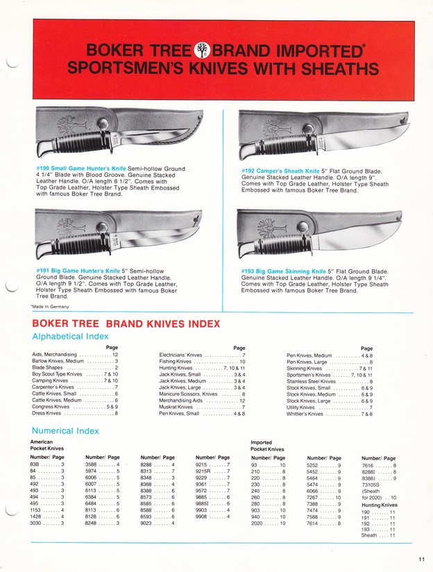 Boker Tree Brand 1976 Catalog: Page 11