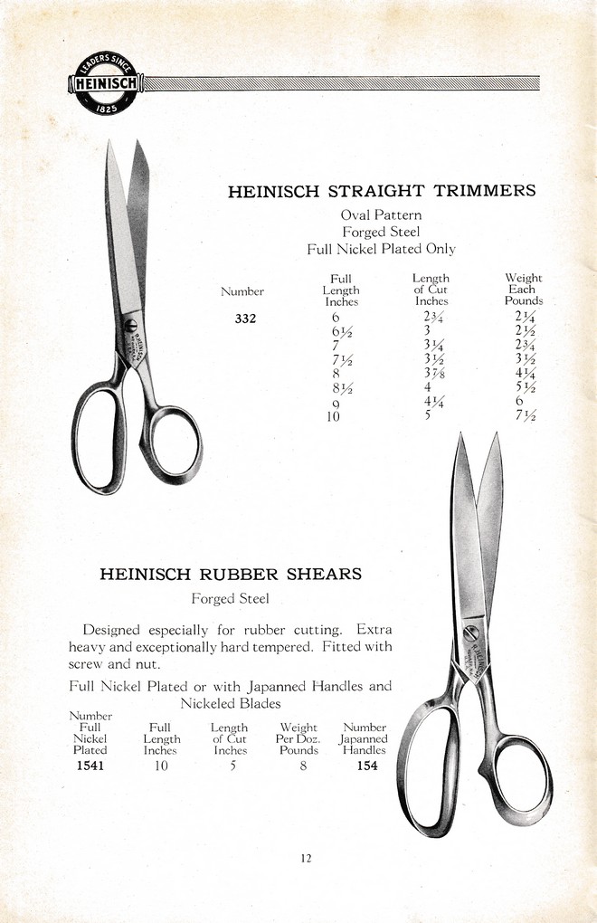 R. Heinisch Sons' Works: Catalog circa 1916+ Without prices: Page 12