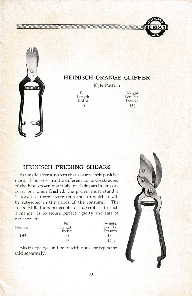 R. Heinisch Sons' Works: Catalog circa 1916+ Without prices: Page 33