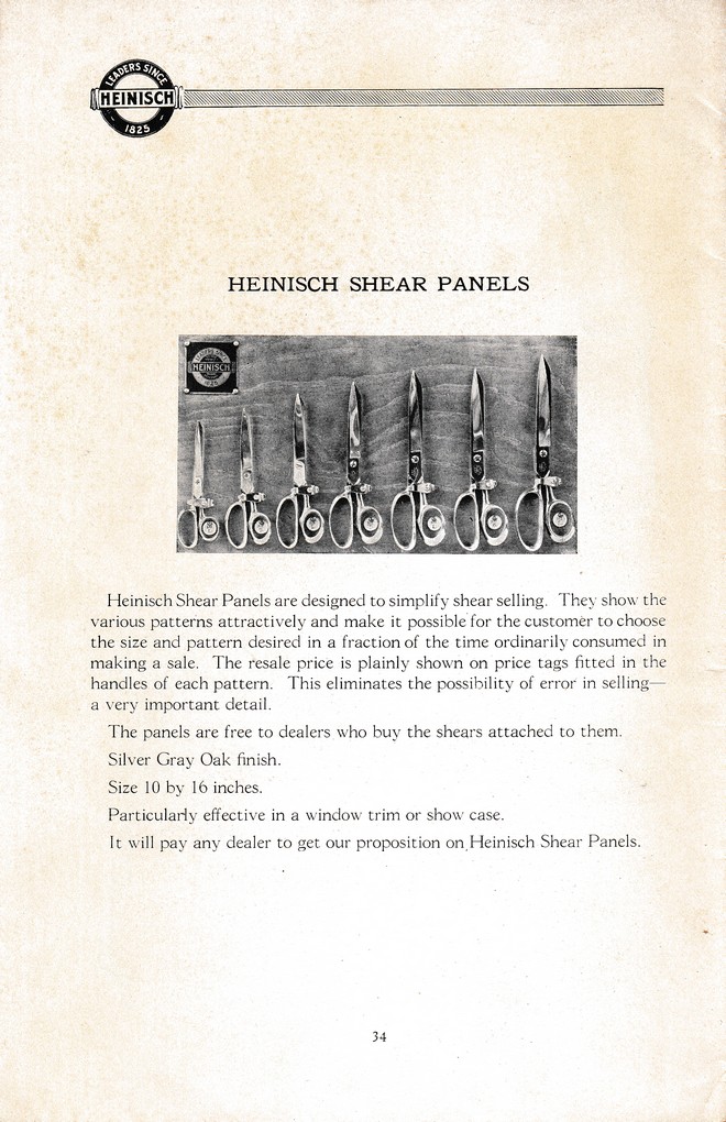 R. Heinisch Sons' Works: Catalog circa 1916+ Without prices: Page 34