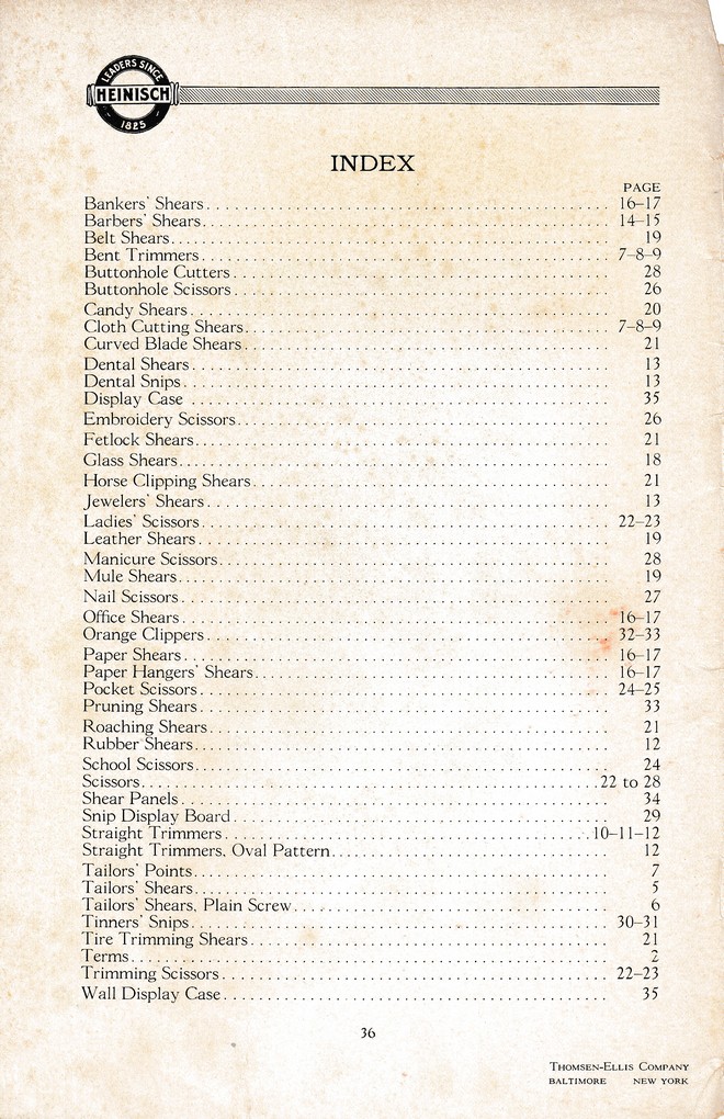 R. Heinisch Sons' Works: Catalog circa 1916+ Without prices: Page 36