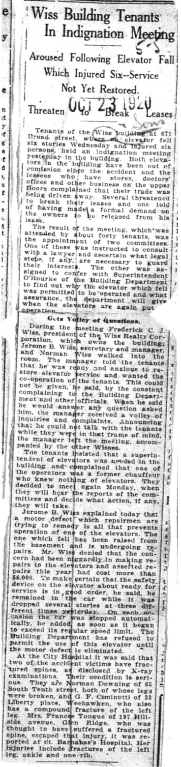 1920-10-23 Wiss Building Tenants In Indignation Meeting