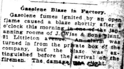 1922-08-18 Gasoline Blaze in Factory