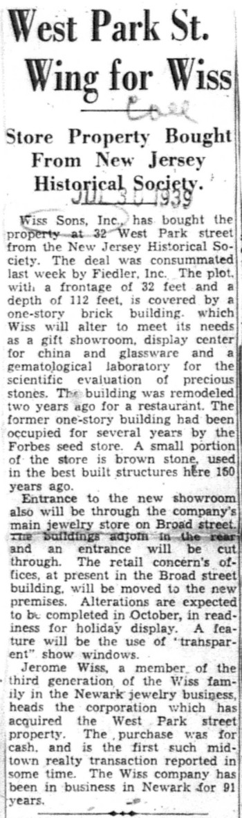 1939-07-30 West Park St Wing for Wiss Sons