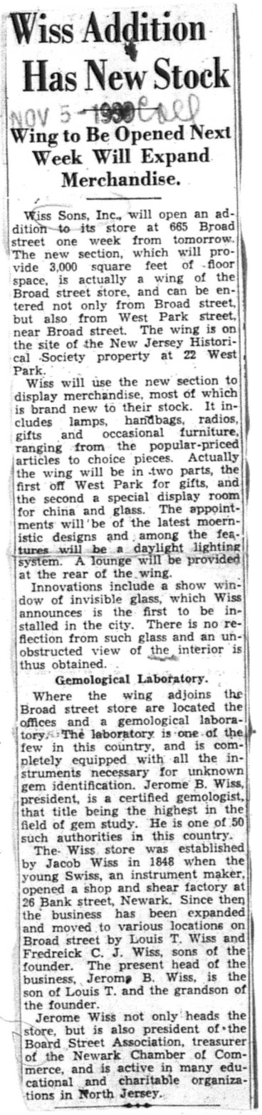 1939-11-05 Wiss Addition Wiss Will Expand Merchandise