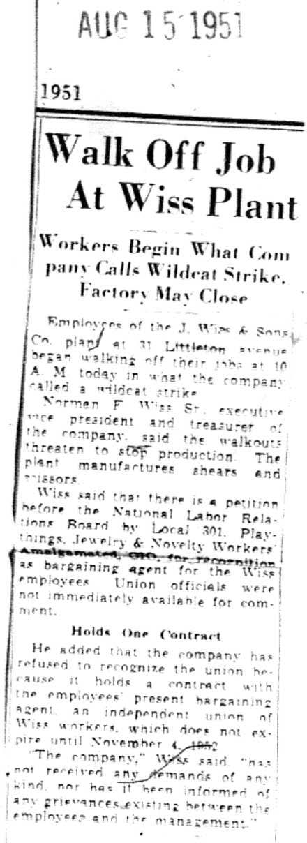 1951-08-15 Walk Off Job Wiss Plant