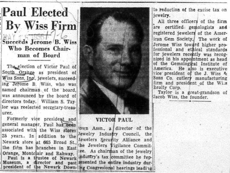 1955-05-18 Victor Paul Elected Chairman of Jewelers