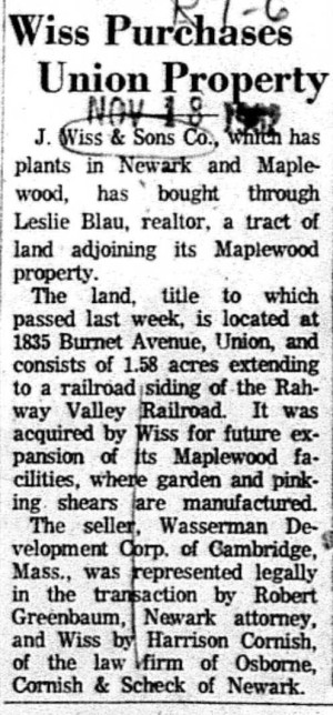 1962-11-18 Wiss Purchase Union Property