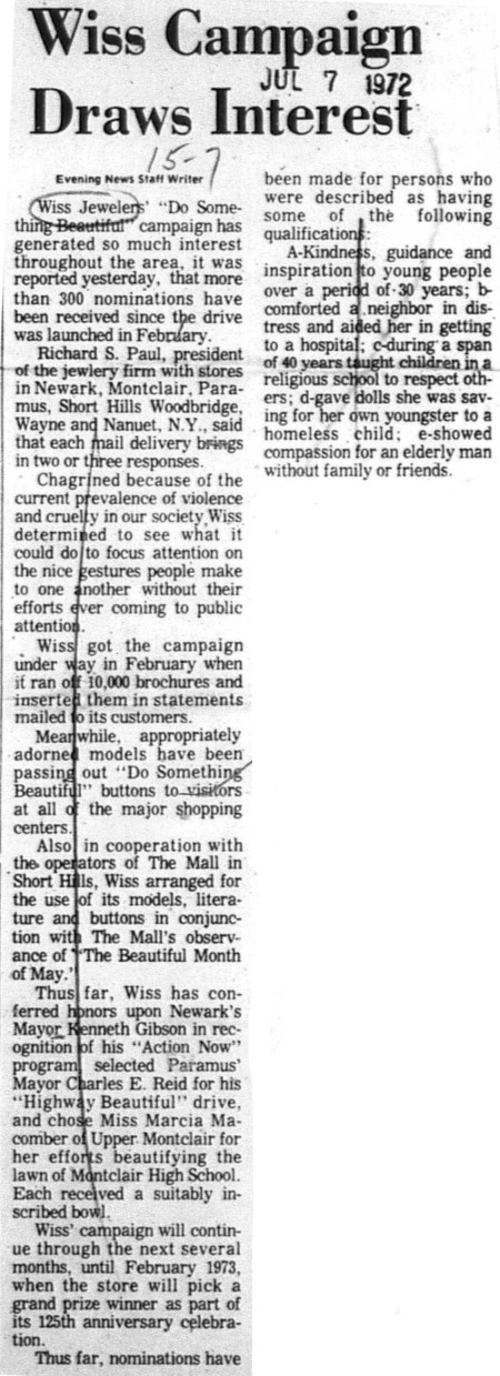 1972-07-07 Wiss Jewelers Campaign Draws Interest