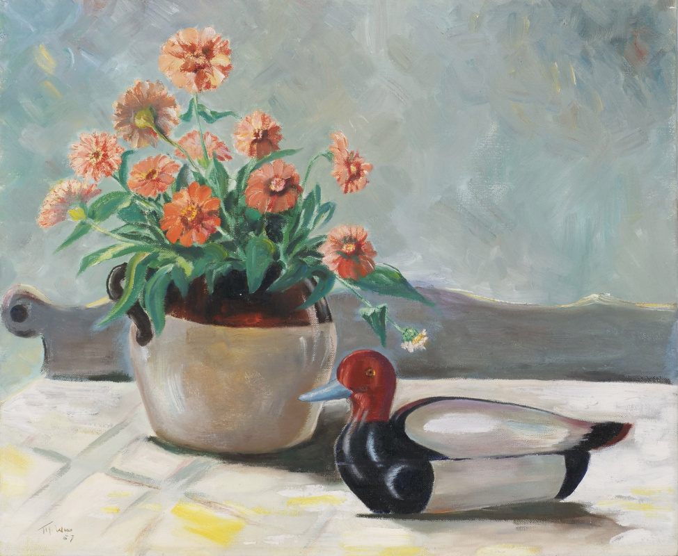 Decoy and vase 1957 acrylic on canvas