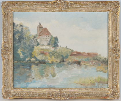 chateau in gilt frame