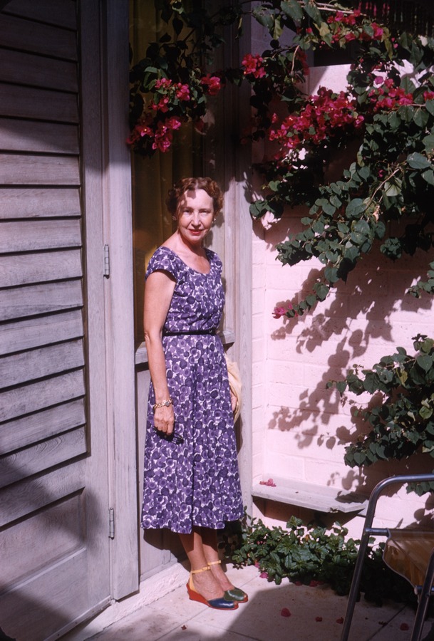 Delray 1954 02 Mildred Bougainvillea