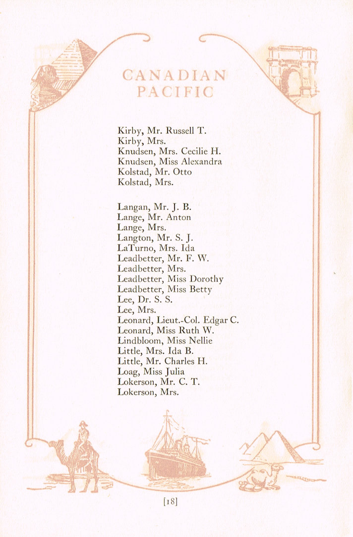 Passenger List: Page 18