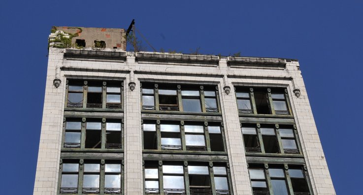 Wiss Building cornice in 2010